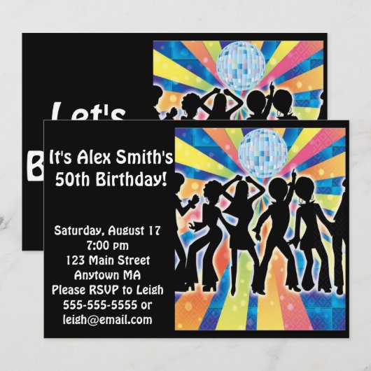 Disco Dance Kind Adult Birthday Uitnodiging (Voorkant / Achterkant)