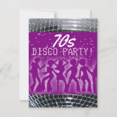 Disco Dance Party Paarse | Retro 70's themafeest Kaart (Voorkant)