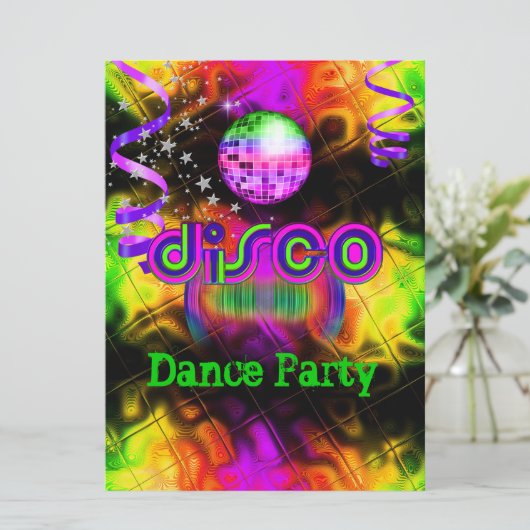 Disco Dance Party Psychedelic Kaart (Staand voorkant)