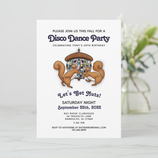 Disco Dance Squirrel Birthday Kaart (Staand voorkant)