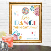 Disco Dance the Night Away Verjaardagsfeestbord Poster