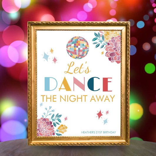 Disco Dance the Night Away Verjaardagsfeestbord Poster