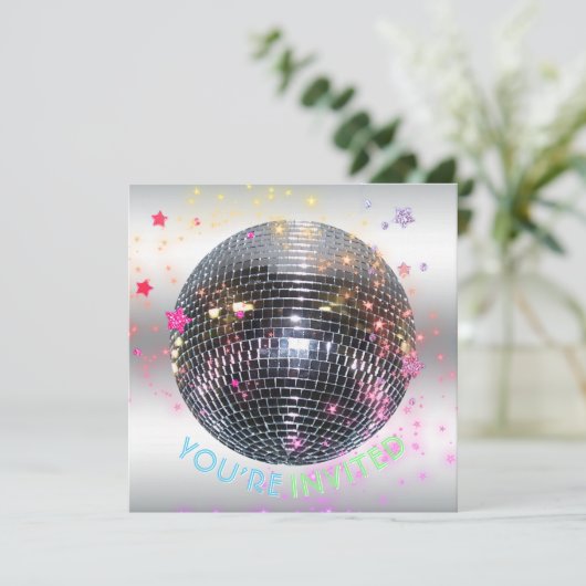 Disco Dance Verjaardag Retro 70's Disco Ball Party Kaart (Staand voorkant)