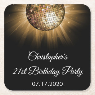 Disco Dance Verjaardagsfeestje Gouden Sparkle Kartonnen Onderzetters