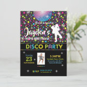 Disco Dance verjaardagsfeestje uitnodiging jongen (Staand voorkant)