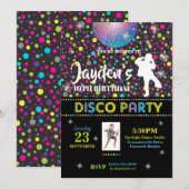 Disco Dance verjaardagsfeestje uitnodiging jongen (Voorkant / Achterkant)