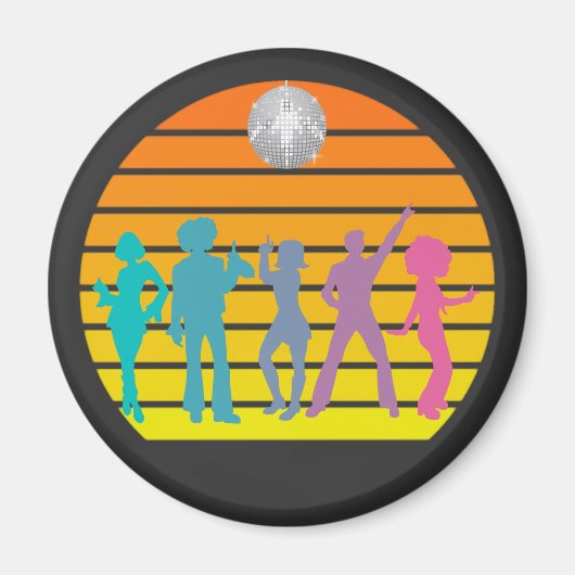 Disco Dancers 70's Retro Sunset Disco Ball Magneet (Voorkant)