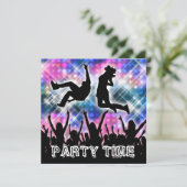 Disco dancing 80's thema party dress up kaart (Staand voorkant)