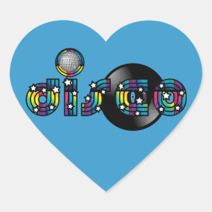 Disco Dancing Gespiegeld Bal en Vinyl Record Hart Sticker