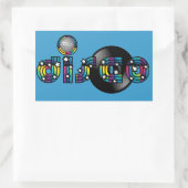 Disco Dancing Gespiegeld Bal en Vinyl Record Rechthoekige Sticker (Tas)