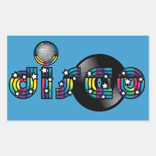 Disco Dancing Gespiegeld Bal en Vinyl Record Rechthoekige Sticker (Voorkant)