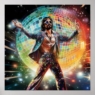 Disco Dancing Man voor Disco Ball Poster