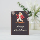Disco Dancing Santa Claus Cartoon Briefkaart (Staand voorkant)