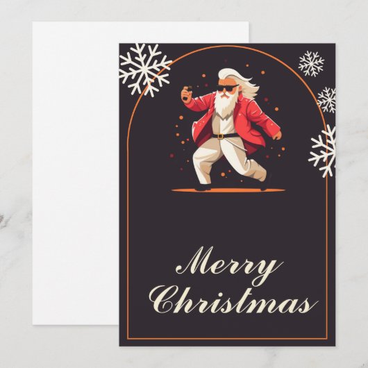 Disco Dancing Santa Claus Cartoon Feestdagenkaart (Voorkant / Achterkant)