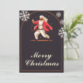 Disco Dancing Santa Claus Cartoon Feestdagenkaart (Staand voorkant)