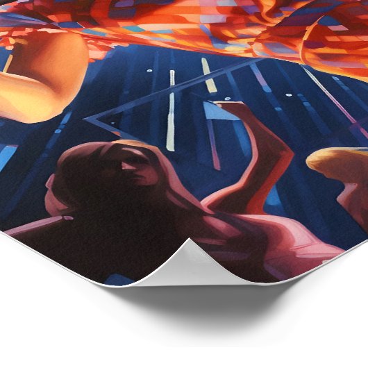 Disco Dancing Vrouw met Oversized Zonnebril Poster (Hoek)