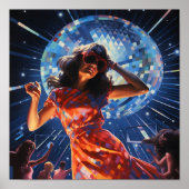 Disco Dancing Vrouw met Oversized Zonnebril Poster (Voorkant)