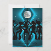 Disco Dans Blauwe Verjaardagsfeestje Kaart (Voorkant)
