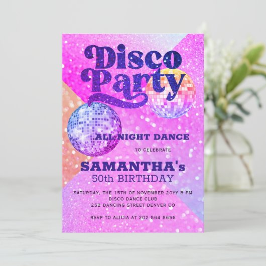 Disco dans elke leeftijd verjaardagsfeestje kaart (Staand voorkant)