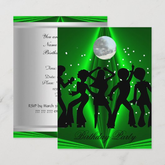 Disco Dans Groene Verjaardagsfeestje Kaart (Voorkant / Achterkant)