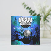 Disco Dans Verjaardagsfeest Retro Blauw Kaart (Staand voorkant)