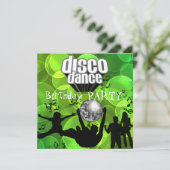 Disco Dans Verjaardagsfeest Retro Limoen Bubbles Kaart (Staand voorkant)