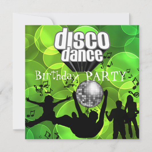 Disco Dans Verjaardagsfeest Retro Limoen Bubbles Kaart (Voorkant)