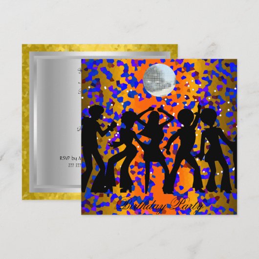 Disco dans verjaardagsfeest uitnodiging (Voorkant / Achterkant)