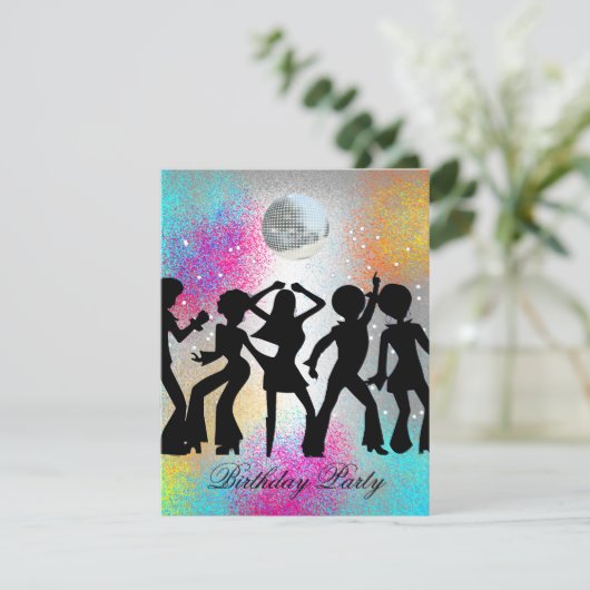 Disco Dans Verjaardagsfeest Uitnodiging 1 (Staand voorkant)