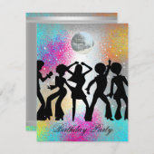 Disco Dans Verjaardagsfeest Uitnodiging 1 (Voorkant / Achterkant)