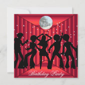 Disco dans verjaardagsfeest uitnodiging rood (Voorkant)