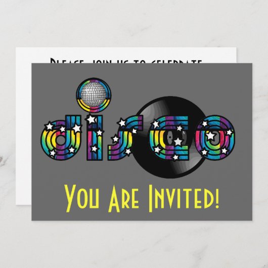 Disco Dansend Mirrored Ball en vinyl Record Kaart (Voorkant / Achterkant)