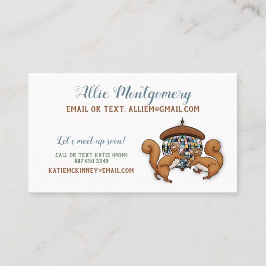 Disco Dansend Squirrels Kinder Contact Contactkaartje (Achterkant)