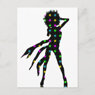 Disco dansende meid silhouette met een Afro Briefkaart