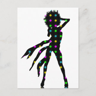 Disco dansende meid silhouette met een Afro Briefkaart