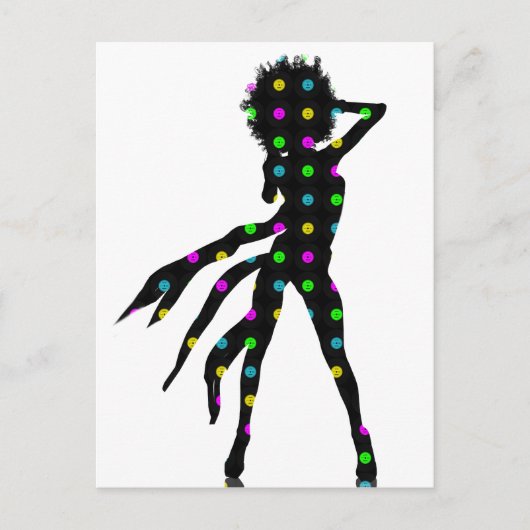 Disco dansende meid silhouette met een Afro Briefkaart (Voorkant)