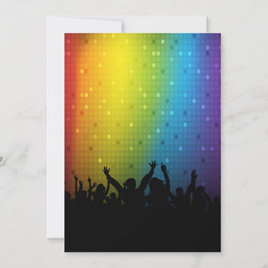 Disco dansfeest bash kaart (Achterkant)