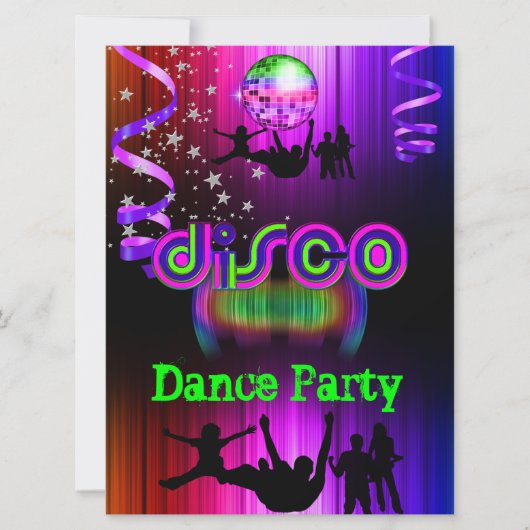 Disco-dansfeest evenement menigte rave kaart (Voorkant)
