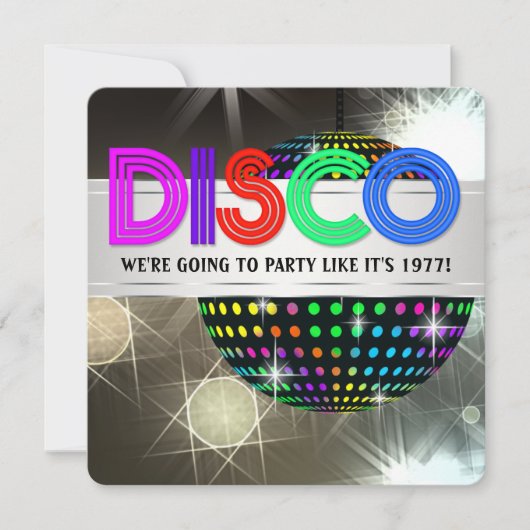 Disco Dansfeest Kaart (Voorkant)