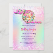 Disco dansfeest roze holografische verjaardag kaart (Voorkant)