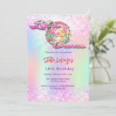 Disco dansfeest roze holografische verjaardag kaart (Staand voorkant)