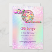 Disco dansfeest roze holografische verjaardag kaart (Voorkant)
