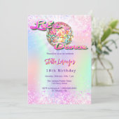 Disco dansfeest roze holografische verjaardag kaart (Staand voorkant)