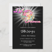 Disco dansfeest roze zwarte verjaardag kaart (Voorkant)