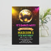 Disco dansfeest verjaardagsuitnodiging kaart (Staand voorkant)