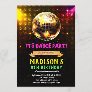 Disco dansfeest verjaardagsuitnodiging kaart