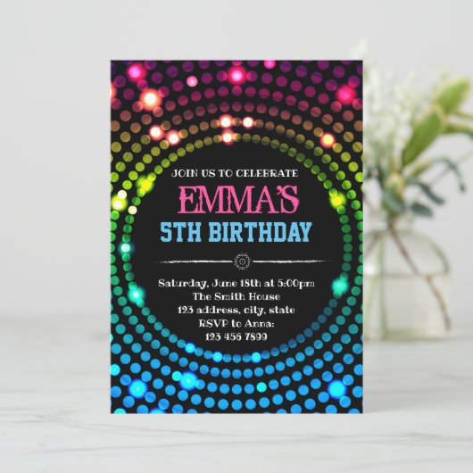 Disco-danskaartenuitnodiging Kaart (Staand voorkant)