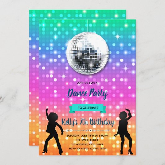 Disco-dansuitnodiging Kaart (Voorkant / Achterkant)