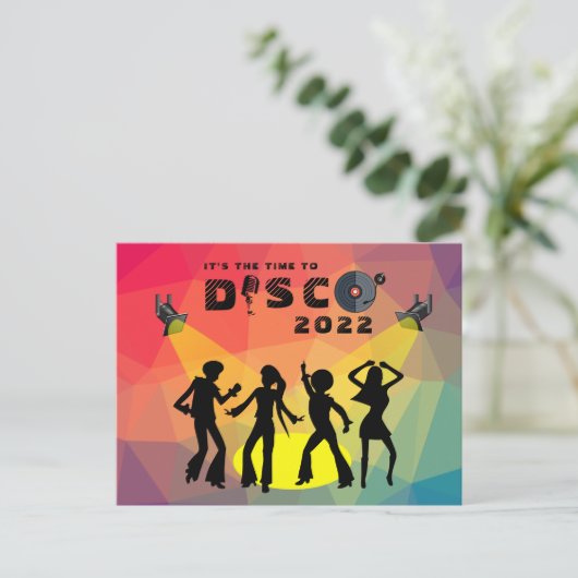 Disco-dansvloer retro multicolor viering briefkaart (Staand voorkant)
