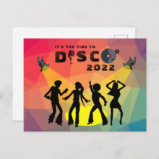 Disco-dansvloer retro multicolor viering briefkaart (Voorkant / Achterkant)